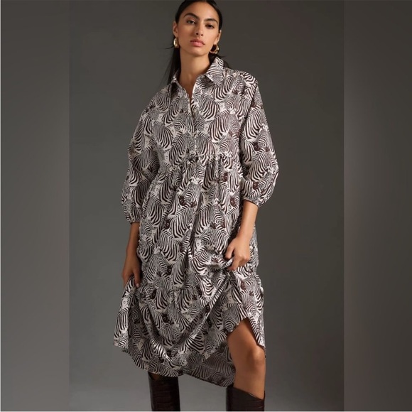*NWT* ANTHROPOLOGIE THE BETTINA TIERED SHIRT DRESS BY MAEVE - Picture 4 of 7